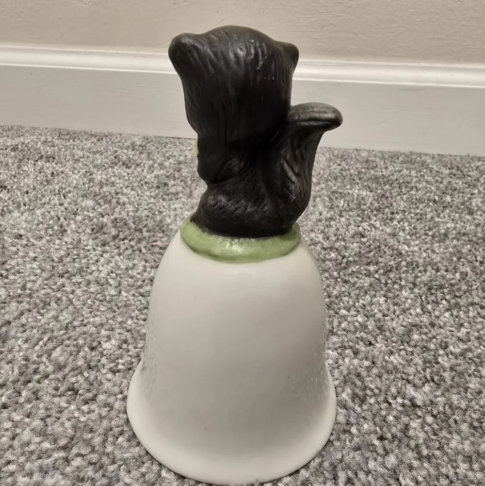 Vintage Porcelain Bell Cute Skunk Squirrel Animal Figure Top